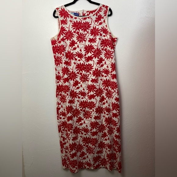 Vintage Linen Blend Vintage Bush Wacker Floral Midi Sleeveless Dress plus 16 - Picture 13 of 15
